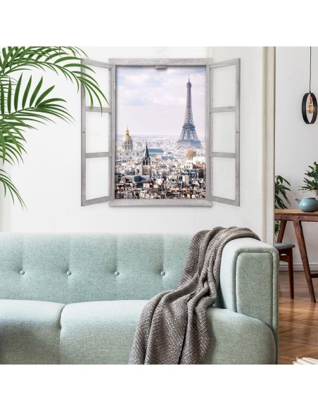 Fenêtre Décorative en Trompe Vue de Paris - 56,2 x 2 x 78,5 cm