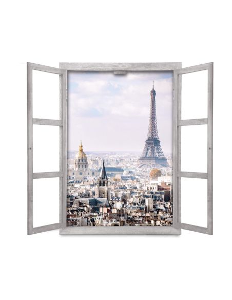 Fenêtre Décorative en Trompe Vue de Paris - 56,2 x 2 x 78,5 cm