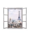 Fenêtre Décorative en Trompe Vue de Paris - 56,2 x 2 x 78,5 cm