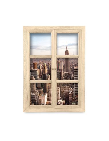 Fenêtre Décorative en Trompe Vue sur New York - 56,2 x 2 x 78,5 cm