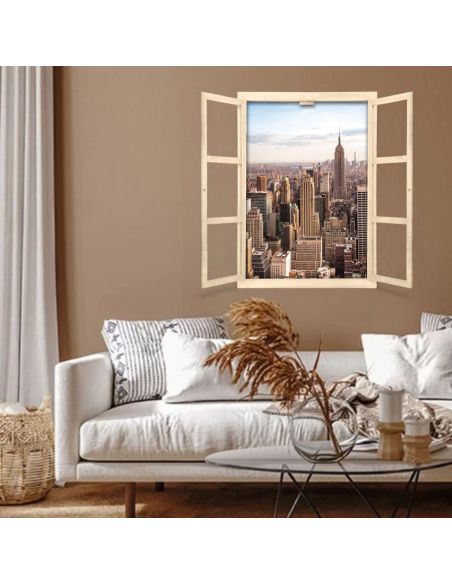 Fenêtre Décorative en Trompe Vue sur New York - 56,2 x 2 x 78,5 cm