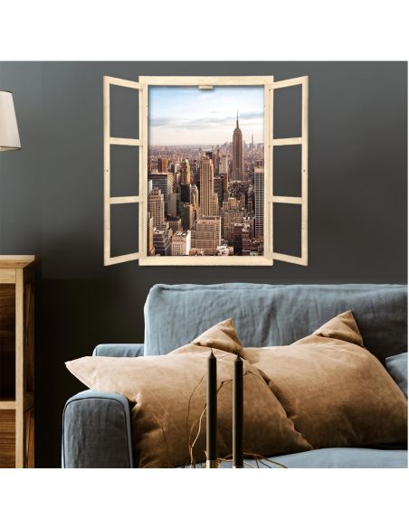 Fenêtre Décorative en Trompe Vue sur New York - 56,2 x 2 x 78,5 cm
