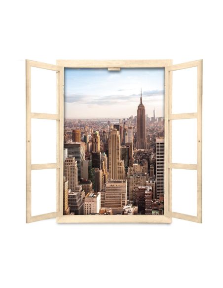 Fenêtre Décorative en Trompe Vue sur New York - 56,2 x 2 x 78,5 cm
