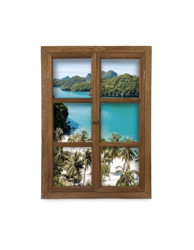 Fenêtre Décorative en Trompe l'œil Vue Plage de Thaïlande  - 56,2 x 2 x 78,5 cm