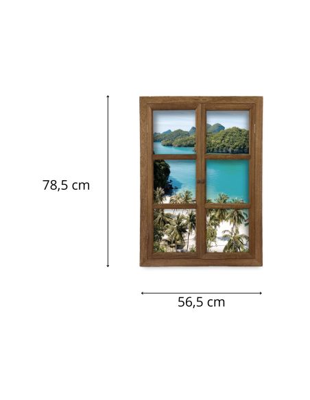 Fenêtre Décorative en Trompe l'œil Vue Plage de Thaïlande  - 56,2 x 2 x 78,5 cm