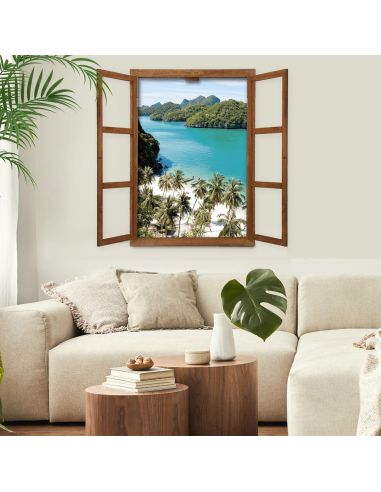 Fenêtre Décorative en Trompe l'œil Vue Plage de Thaïlande  - 56,2 x 2 x 78,5 cm