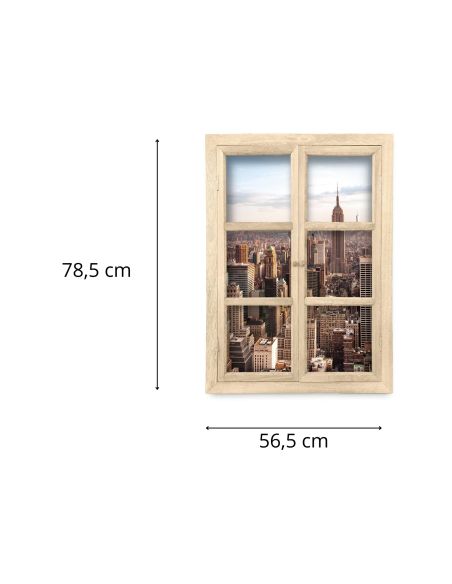 Fenêtre Décorative en Trompe Vue sur New York - 56,2 x 2 x 78,5 cm