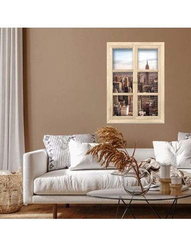 Fenêtre Décorative en Trompe Vue sur New York - 56,2 x 2 x 78,5 cm