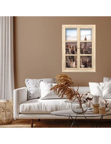 Fenêtre Décorative en Trompe Vue sur New York - 56,2 x 2 x 78,5 cm