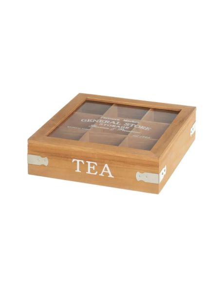 CAISSE 9 COMPRATIMENTS MDF-CRISTAL 24 X 24 X 7 CM