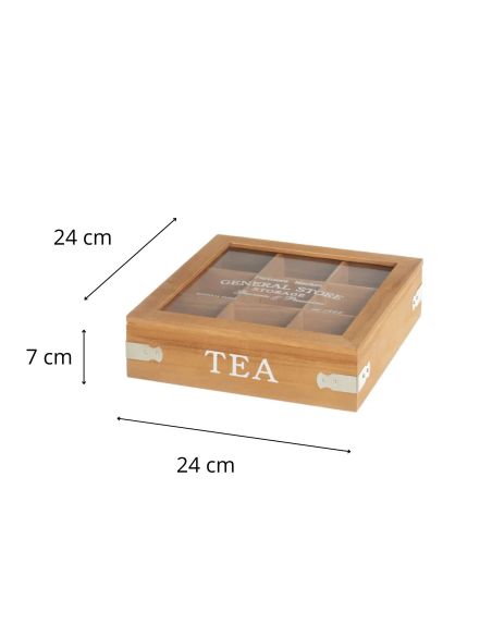 CAISSE 9 COMPRATIMENTS MDF-CRISTAL 24 X 24 X 7 CM