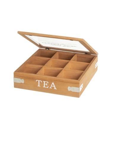 CAISSE 9 COMPRATIMENTS MDF-CRISTAL 24 X 24 X 7 CM