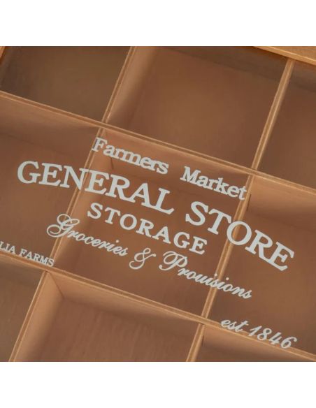 CAISSE 9 COMPRATIMENTS MDF-CRISTAL 24 X 24 X 7 CM