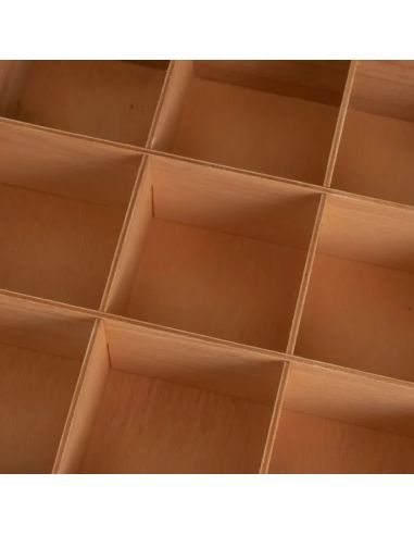 CAISSE 9 COMPRATIMENTS MDF-CRISTAL 24 X 24 X 7 CM
