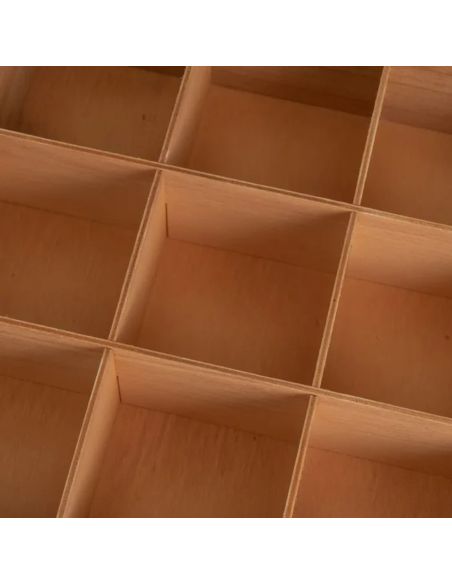 CAISSE 9 COMPRATIMENTS MDF-CRISTAL 24 X 24 X 7 CM