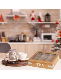 CAISSE 9 COMPRATIMENTS MDF-CRISTAL 24 X 24 X 7 CM 2