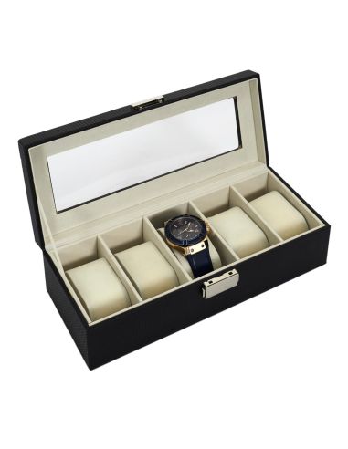 Boîte à Bijoux Pour 5 Montres - Dimensions : 29 x 12 x 8 cm