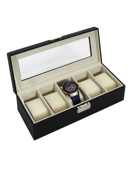 Boîte à Bijoux Pour 5 Montres - Dimensions : 29 x 12 x 8 cm