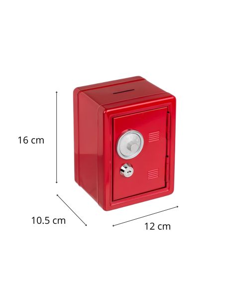 Tirelire Métallique Coffre-Fort avec Serrure à Combinaison et clé (4 coloris) - Dimensions : 12 x 10,5 x 16 cm