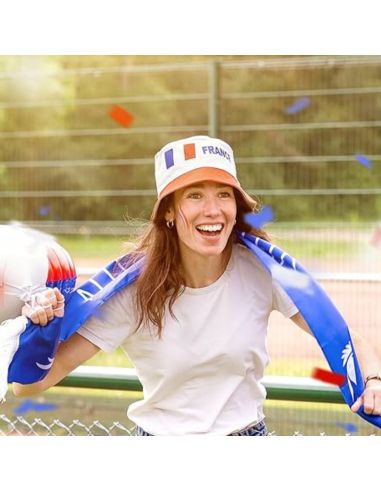 Chapeau Bob Bleu , Blanc, Rouge France - Taille Unique Adulte