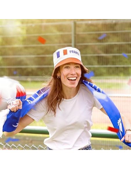 Chapeau Bob Bleu , Blanc, Rouge France - Taille Unique Adulte