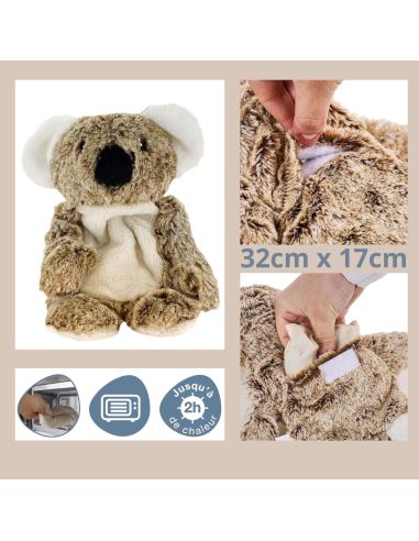 Bouillotte Peluche Koala Micro-Ondable - Dimensions : 17 x 9 x 32 cm
