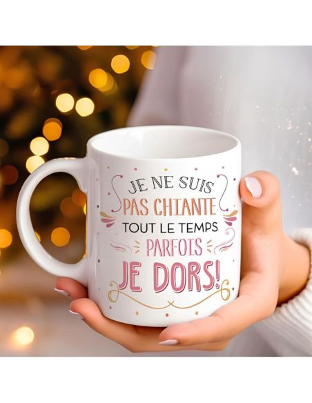 Mug "Je ne suis pas chiante..." - Dimensions : 11,5 x 8 x 9,7 cm