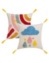 Lot de 2 Coussins Motif Arc en Ciel et Pluie Déhoussable - Dimensions : 45 x 45 cm