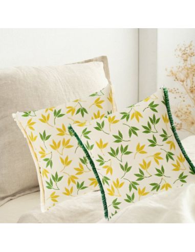 Lot de  2 Coussins Motif Végétal Déhoussable Style 2 - Dimensions : 45 x 45 cm