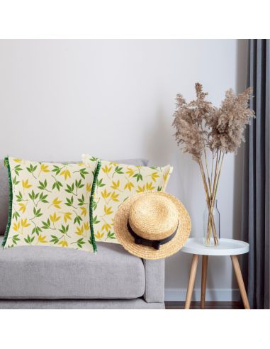 Lot de  2 Coussins Motif Végétal Déhoussable Style 2 - Dimensions : 45 x 45 cm