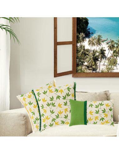 Lot de  2 Coussins Motif Végétal Déhoussable Style 2 - Dimensions : 45 x 45 cm