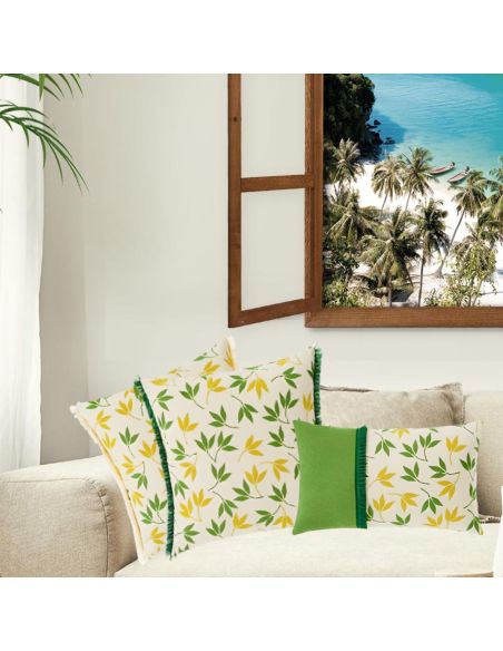 Lot de  2 Coussins Motif Végétal Déhoussable Style 2 - Dimensions : 45 x 45 cm