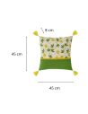 Lot de  2 Coussins avec Pompons Motif Végétal Déhoussable Style 1 - Dimensions : 45 x 45 cm