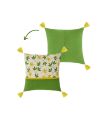 Lot de  2 Coussins avec Pompons Motif Végétal Déhoussable Style 1 - Dimensions : 45 x 45 cm