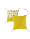Lot de  2 Coussins avec Pompons Motif Végétal Déhoussable Style 1 - Dimensions : 45 x 45 cm