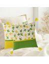 Lot de  2 Coussins avec Pompons Motif Végétal Déhoussable Style 1 - Dimensions : 45 x 45 cm