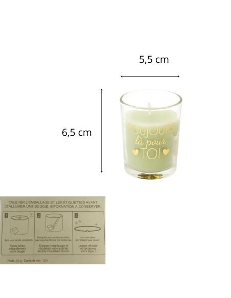 Bougie Bijou Parfumé - Dimensions : 5,5 x 6,5 cm - Disponible en 3 Parfums