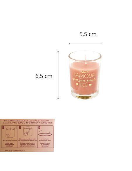 Bougie Bijou Parfumé - Dimensions : 5,5 x 6,5 cm - Disponible en 3 Parfums
