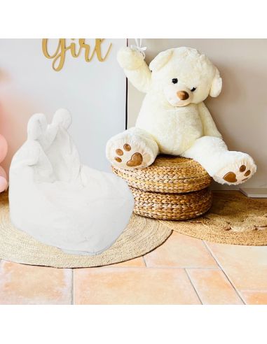 Fauteuil Enfant Imitation Fourrure "ted" 54cm Blanc - 40 x 50 x 54 cm