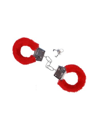 Menottes avec Fourrure Rouge Saint Valentin - Dimensions : 20 x 6 x 2 cm