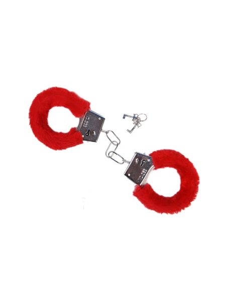 Menottes avec Fourrure Rouge Saint Valentin - Dimensions : 20 x 6 x 2 cm