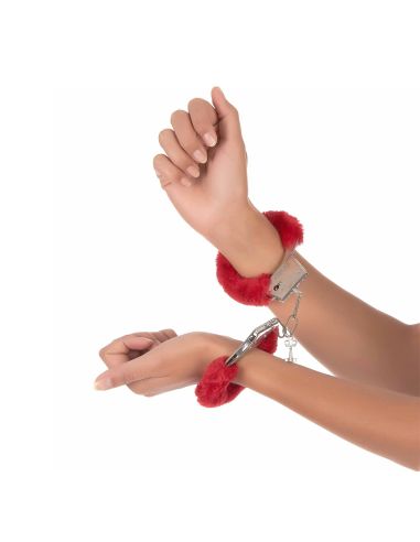 Menottes avec Fourrure Rouge Saint Valentin - Dimensions : 20 x 6 x 2 cm