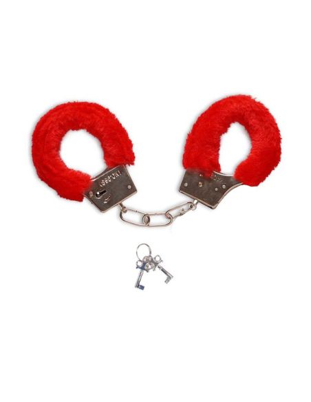 Menottes avec Fourrure Rouge Saint Valentin - Dimensions : 20 x 6 x 2 cm