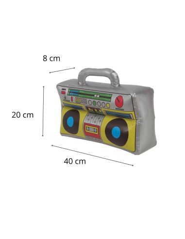 Radio Cassette Rétro Années 80 Gonflable - Dimensions : 40 x 20 x 8 cm