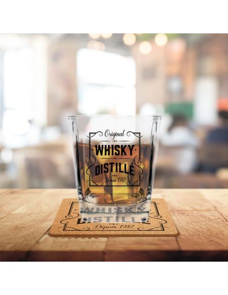 Coffret Prestige à  Whisky - Contiens : 2 Verres et 2 Dessous de Verre 