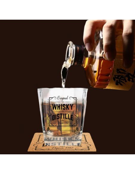Coffret Prestige à  Whisky - Contiens : 2 Verres et 2 Dessous de Verre 