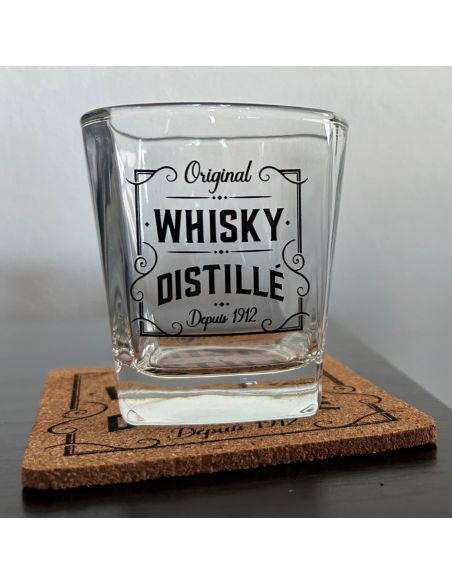 Coffret Prestige à  Whisky - Contiens : 2 Verres et 2 Dessous de Verre 