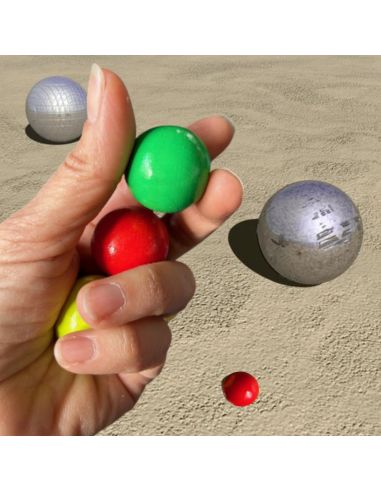 Lot de 3 Cochonnets Fluo Pétanque - Couleurs : Rouge, Jaune, Vert