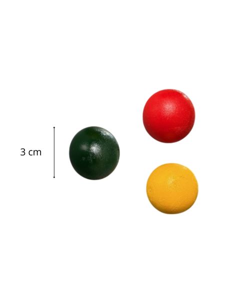 Lot de 3 Cochonnets Pétanque - Couleurs : Rouge, Jaune, Noir