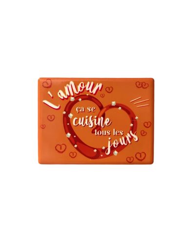 Magnet Saint Valentin "L'Amour ça se Cuisine Tous les Jours " - Dimensions : 8 x 6 cm